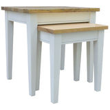 Lavasa 2pc Nesting Side Sofa End Lamp Table Solid Mango Wood Farmhouse Furniture - Side View