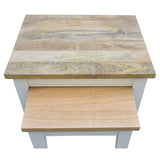 Lavasa 2pc Nesting Side Sofa End Lamp Table Solid Mango Wood Farmhouse Furniture - Top-Down View