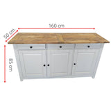 Lavasa Buffet Table 160cm 3 Doors Drawers Solid Mango Wood Farmhouse Furniture - Front View