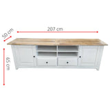 Lavasa ETU Entertainment TV Unit 207cm 2 Door Mango Wood Farmhouse Furniture - Front View