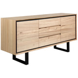 Aconite Buffet Table 180cm 2 Door 3 Drawer Solid Messmate Timber Wood - Natural - Side View