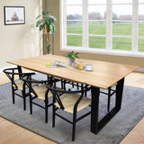 Aconite 7pc 180cm Dining Table Set 6 Wishbone Chair Solid Messmate Timber Wood - Front View