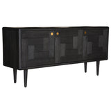 Claire Sideboard Buffet Table 160cm 3 Door Solid Oak Timber Wood - Black - Front View