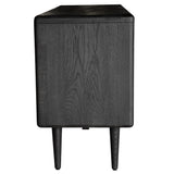 Claire Sideboard Buffet Table 160cm 3 Door Solid Oak Timber Wood - Black - Top-Down View