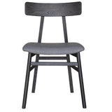 Claire Dining Chair Set of 6 Solid Oak Wood Fabric Seat Furniture - Black - Front View