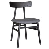 Claire Dining Chair Set of 6 Solid Oak Wood Fabric Seat Furniture - Black - Side View