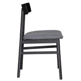 Claire Dining Chair Set of 6 Solid Oak Wood Fabric Seat Furniture - Black - Top-Down View