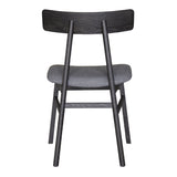 Claire Dining Chair Set of 6 Solid Oak Wood Fabric Seat Furniture - Black - 45-Degree Angle