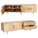 Knox ETU Entertainment TV Unit 180cm 3 Door 2 Drawer Solid Mango Wood - Natural - Top-Down View