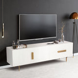 Knox ETU Entertainment TV Unit 180cm 3 Door 2 Drawer Solid Mango Wood - White - Front View
