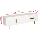 Knox ETU Entertainment TV Unit 180cm 3 Door 2 Drawer Solid Mango Wood - White - Side View