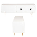Knox ETU Entertainment TV Unit 180cm 3 Door 2 Drawer Solid Mango Wood - White - 45-Degree Angle
