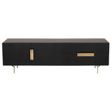 Knox ETU Entertainment TV Unit 180cm 3 Door 2 Drawer Solid Mango Wood - Black - Front View