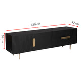 Knox ETU Entertainment TV Unit 180cm 3 Door 2 Drawer Solid Mango Wood - Black - Side View