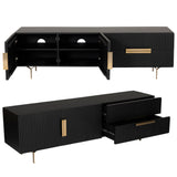 Knox ETU Entertainment TV Unit 180cm 3 Door 2 Drawer Solid Mango Wood - Black - Top-Down View