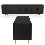 Knox ETU Entertainment TV Unit 180cm 3 Door 2 Drawer Solid Mango Wood - Black - 45-Degree Angle