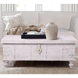Surya Coffee Table Antique Handcrafted Solid Mango Wood Storage Trunk Chest Box - Front View