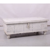 Surya Coffee Table Antique Handcrafted Solid Mango Wood Storage Trunk Chest Box - Side View