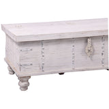 Surya Coffee Table Antique Handcrafted Solid Mango Wood Storage Trunk Chest Box - Rear View