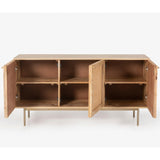 Martina Buffet Table Sideboard 145cm 3 Door Solid Mango Wood Storage Cabinet - Top-Down View