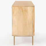 Martina Buffet Table Sideboard 145cm 3 Door Solid Mango Wood Storage Cabinet - Rear View