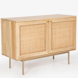 Martina Buffet Table Sideboard 100cm 2 Door Solid Mango Wood Storage Cabinet - Side View