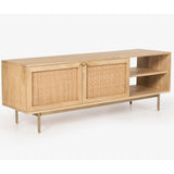 Martina ETU Entertainment TV Unit 147cm Solid Mango Wood Rattan Furniture - Side View