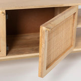 Martina ETU Entertainment TV Unit 147cm Solid Mango Wood Rattan Furniture - Close-Up Angle