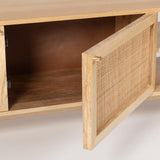 Martina ETU Entertainment TV Unit 175cm Solid Mango Wood Rattan Furniture - Low Angle