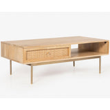 Martina Coffee Table 115cm Solid Mango Timber Wood Rattan Furniture - Side View
