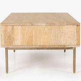 Martina Coffee Table 115cm Solid Mango Timber Wood Rattan Furniture - Top-Down View