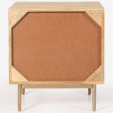 Martina Set of 2 Bedside Table 2 Drawer Storage Cabinet Solid Mango Wood Rattan - 45-Degree Angle