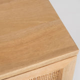 Martina Bedside Table 2 Drawer Storage Cabinet Solid Mango Wood Rattan - Rear View