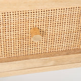 Martina Set of 2 Bedside Table 1 Drawer Storage Cabinet Solid Mango Wood Rattan - Close-Up Angle