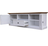 Beechworth ETU Entertainment TV Unit 180cm Solid Pine Wood Hampton Style - Grey - 45-Degree Angle