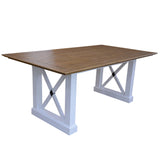 Beechworth 7pc Dining Set 200cm Table 6 Chair Pine Wood Hampton Furniture - Grey - Top-Down View