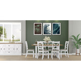 Beechworth 7pc Dining Set 200cm Table 6 Chair Pine Wood Hampton Furniture - Grey - Front View