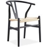 Anemone Set of 6 Wishbone Dining Chair Beech Timber Replica Hans Wenger - Black - Front View