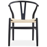 Anemone Set of 6 Wishbone Dining Chair Beech Timber Replica Hans Wenger - Black - Side View