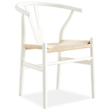 Anemone Set of 4 Wishbone Dining Chair Beech Timber Replica Hans Wenger - White - Front View