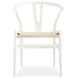 Anemone Set of 4 Wishbone Dining Chair Beech Timber Replica Hans Wenger - White - Side View