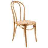 Azalea Arched Back Dining Chair Set of 8 Solid Elm Timber Wood Rattan Seat - Oak - Front View