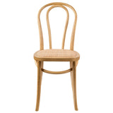 Azalea Arched Back Dining Chair Set of 8 Solid Elm Timber Wood Rattan Seat - Oak - Side View