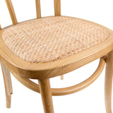 Azalea Arched Back Dining Chair Set of 8 Solid Elm Timber Wood Rattan Seat - Oak - 45-Degree Angle