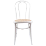 Azalea Arched Back Dining Chair 6 Set Solid Elm Timber Wood Rattan Seat - White - Top-Down View