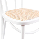 Azalea Arched Back Dining Chair 6 Set Solid Elm Timber Wood Rattan Seat - White - 45-Degree Angle