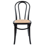 Azalea Arched Back Dining Chair 4 Set Solid Elm Timber Wood Rattan Seat - Black - Side View