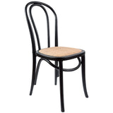 Azalea Arched Back Dining Chair 6 Set Solid Elm Timber Wood Rattan Seat - Black - Front View