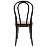 Azalea Arched Back Dining Chair 6 Set Solid Elm Timber Wood Rattan Seat - Black - Top-Down View