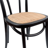 Azalea Arched Back Dining Chair 6 Set Solid Elm Timber Wood Rattan Seat - Black - 45-Degree Angle